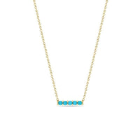14K Yellow Gold Turquoise Bar Necklace, Yellow Gold, Long's Jewelers