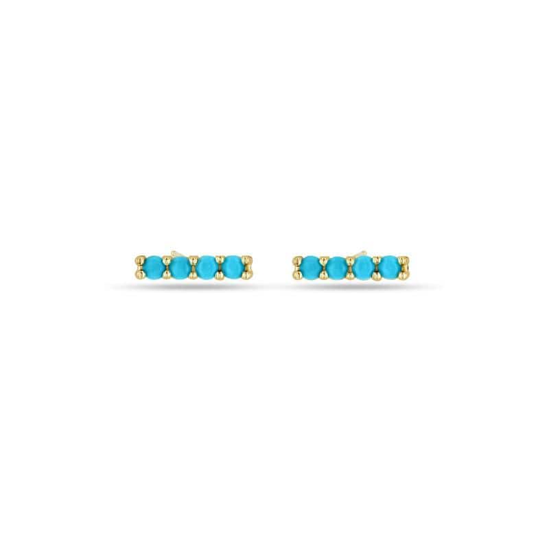 14K Yellow Gold Turquoise Bar Stud Earrings, Yellow Gold, Long's Jewelers