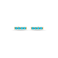 14K Yellow Gold Turquoise Bar Stud Earrings, Yellow Gold, Long's Jewelers