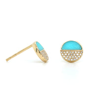 14K Yellow Gold Turquoise Diamond Stud Earrings,14k yellow gold, Long's Jewelers