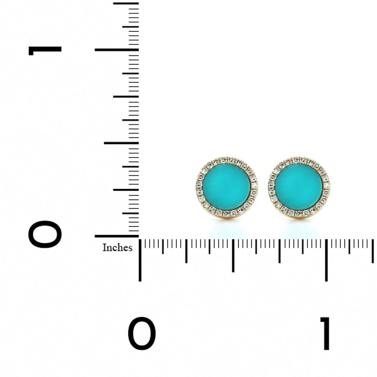 14K Yellow Gold Turquoise and Diamond Disc Earrings, Gold, Long's Jewelers