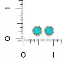 14K Yellow Gold Turquoise and Diamond Disc Earrings, Gold, Long's Jewelers