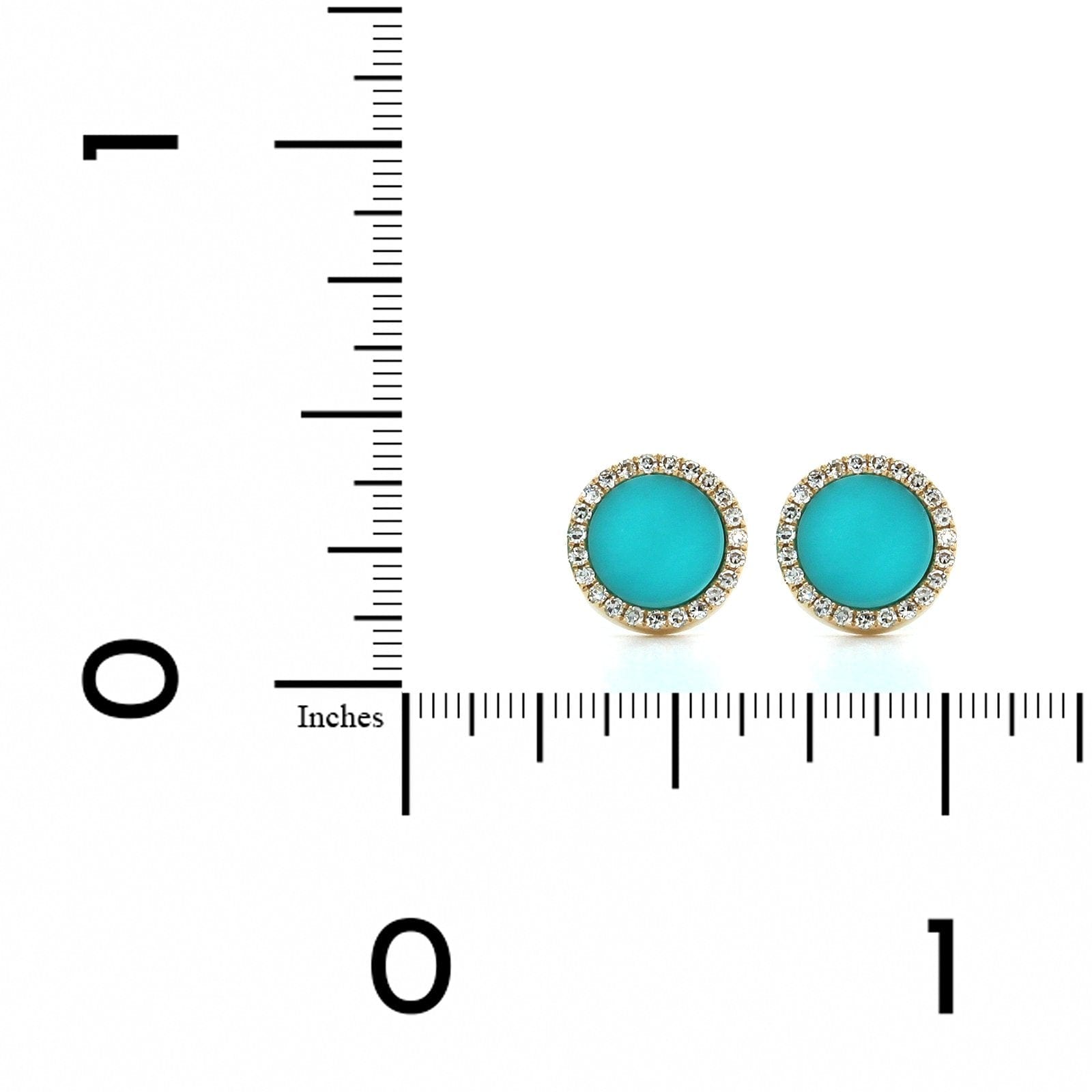 14K Yellow Gold Turquoise and Diamond Disc Earrings, Gold, Long's Jewelers