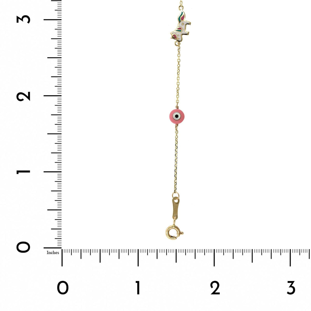 14K Yellow Gold Unicorn and Heart Enamel Bracelet