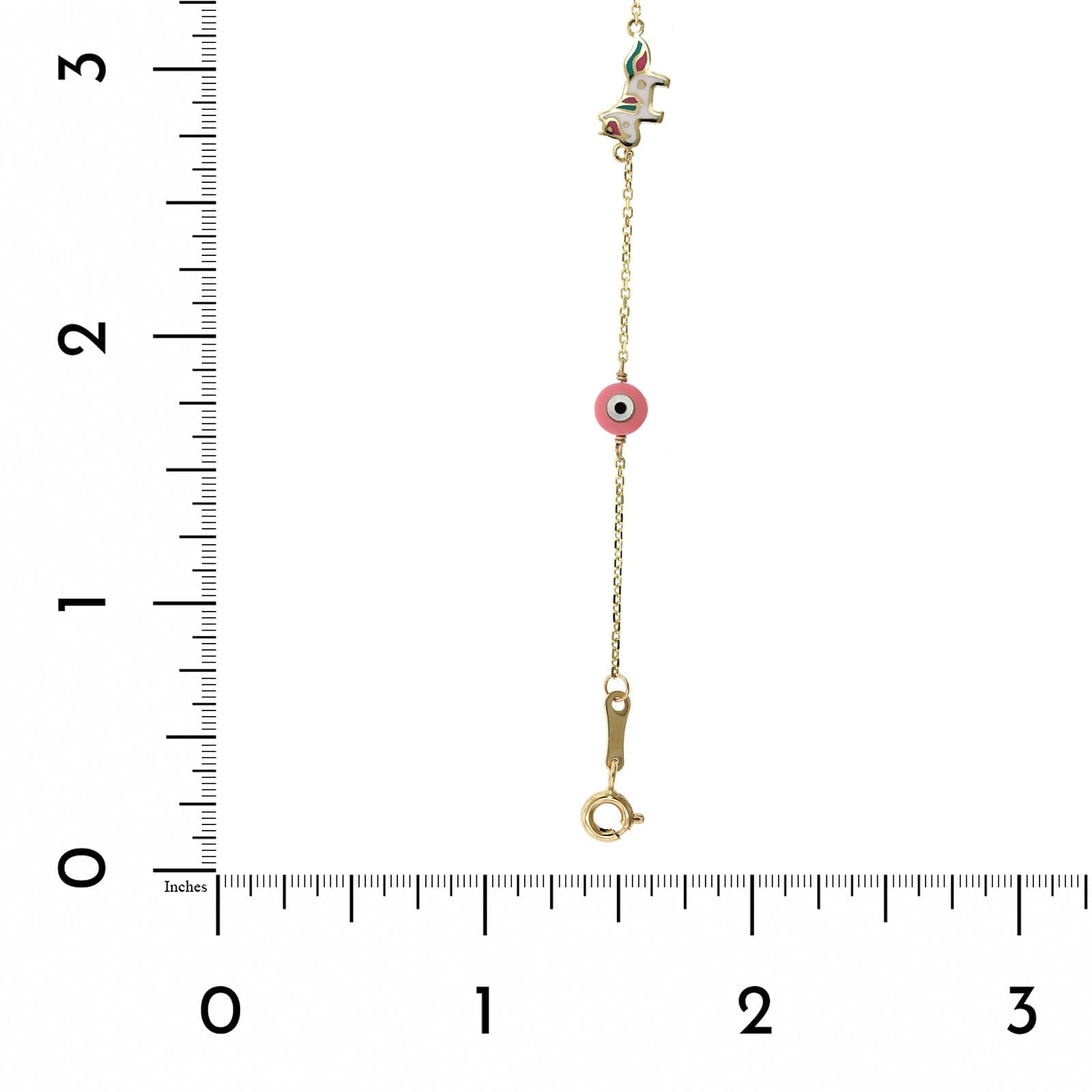 14K Yellow Gold Unicorn and Heart Enamel Bracelet