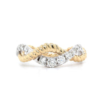 14K Yellow and White Gold Cable Diamond Twist Ring