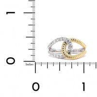 14K Yellow and White Gold Cable Diamond Twist Ring