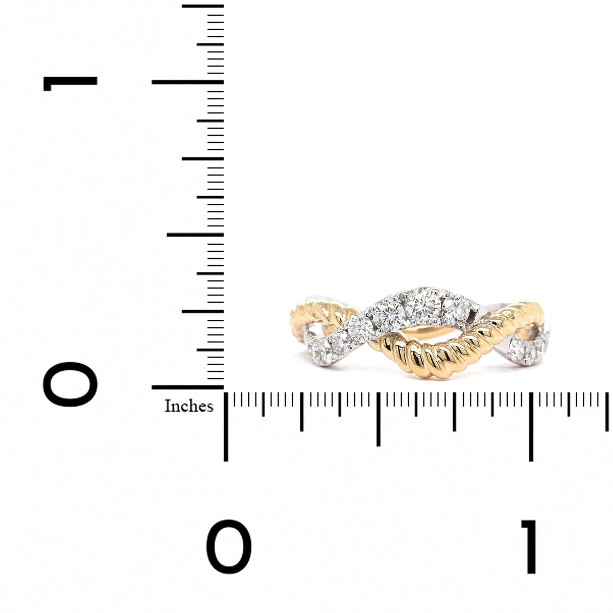 14K Yellow and White Gold Cable Diamond Twist Ring