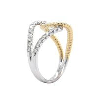 14K Yellow and White Gold Cable Diamond Twist Ring