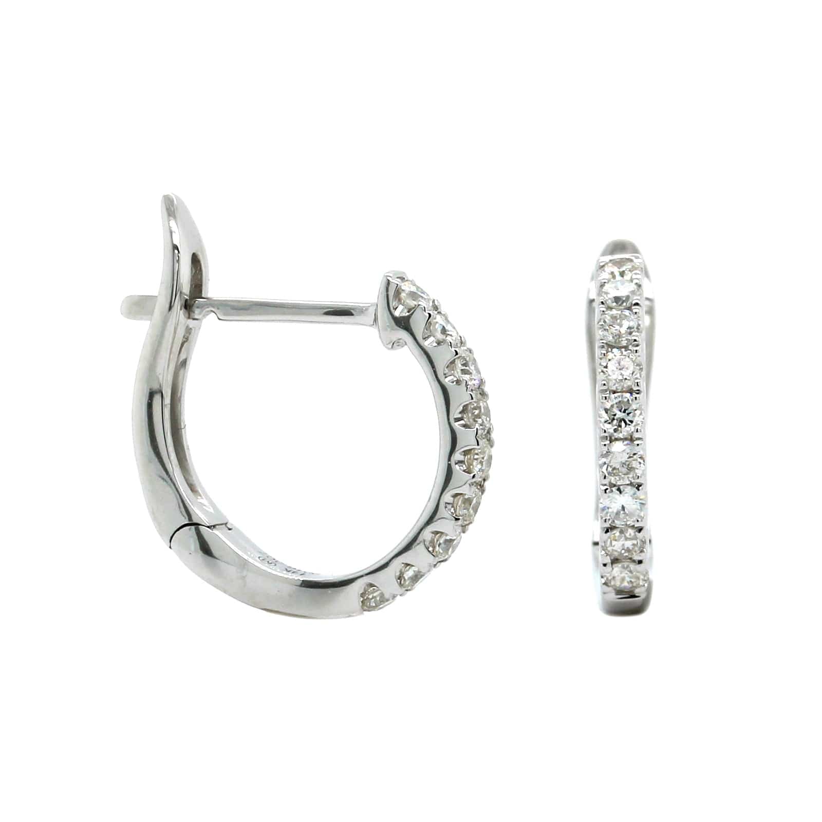 14K White Gold Diamond Huggie Earrings, 14k white gold, Long's Jewelers