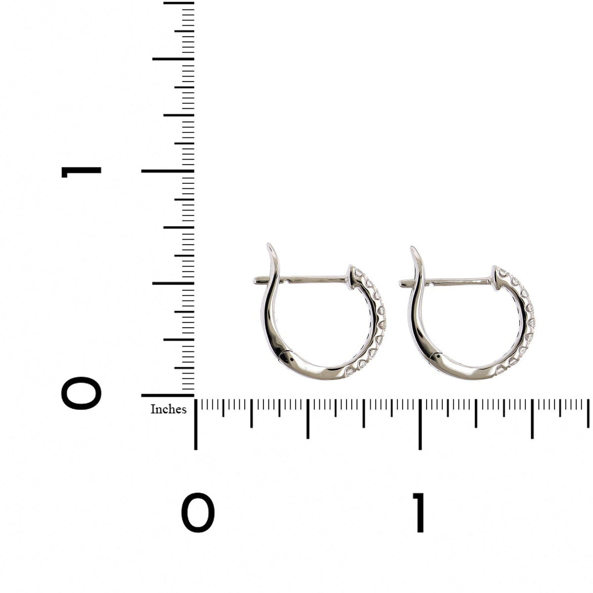 14K White Gold Diamond Huggie Earrings, 14k white gold, Long's Jewelers
