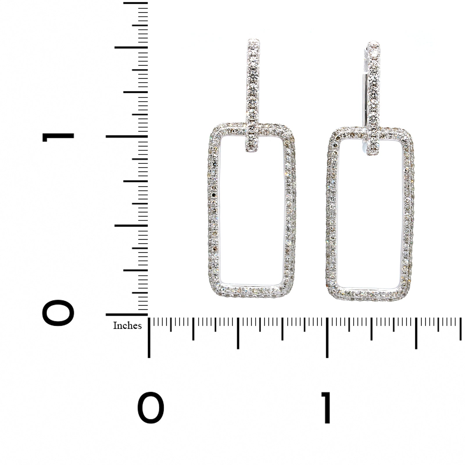 14K White Gold Rectangular Diamond Drop Earrings, 14k white gold, Long's Jewelers