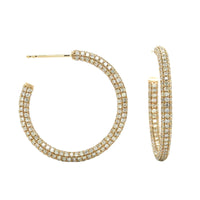 14K Yellow Gold Pave Inside Outside Hoop Earrings, 14k yellow gold, Long's Jewelers