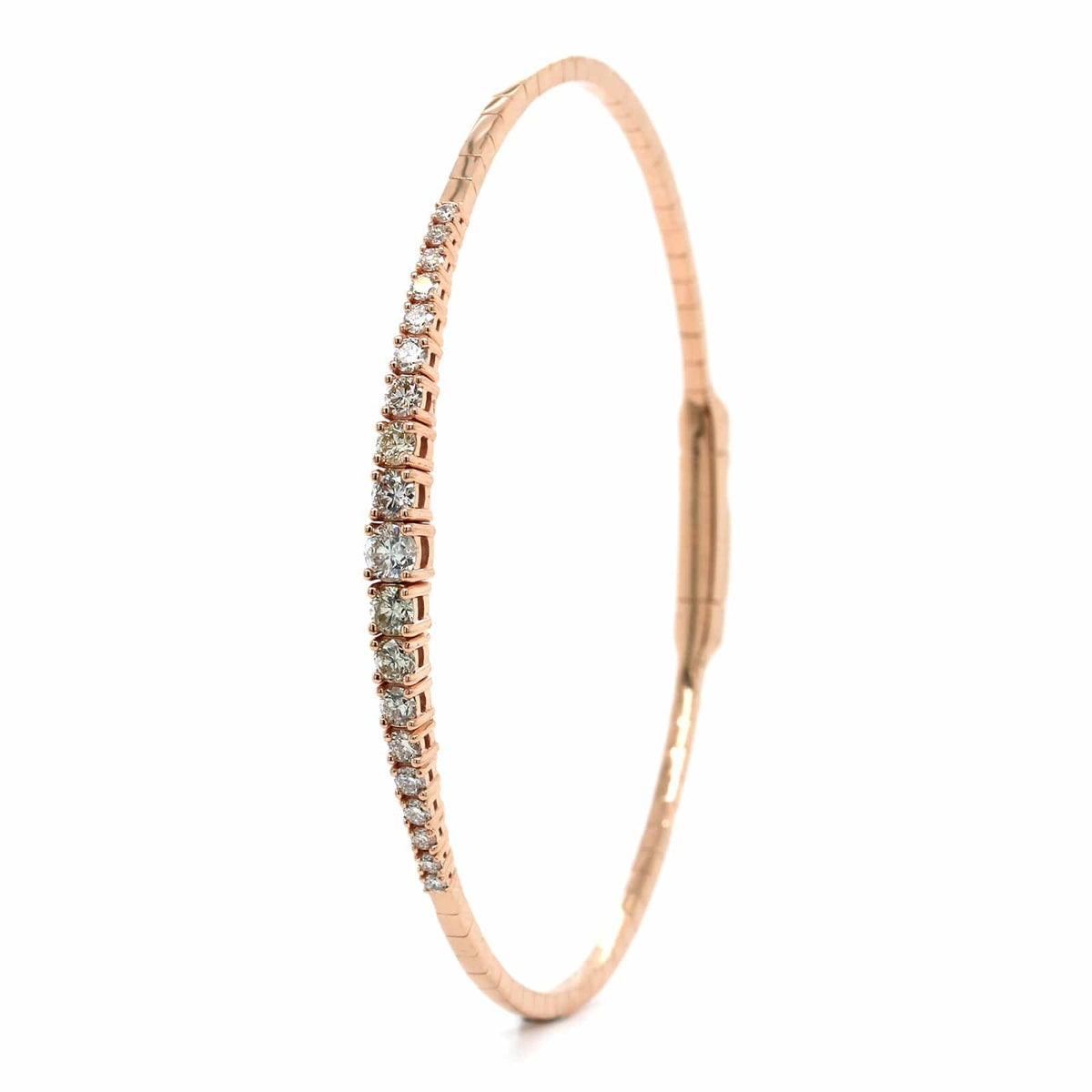 14k Rose Gold Flexible Graduated Diamond Bangle Bracelet, 14k rose gold, Long's Jewelers