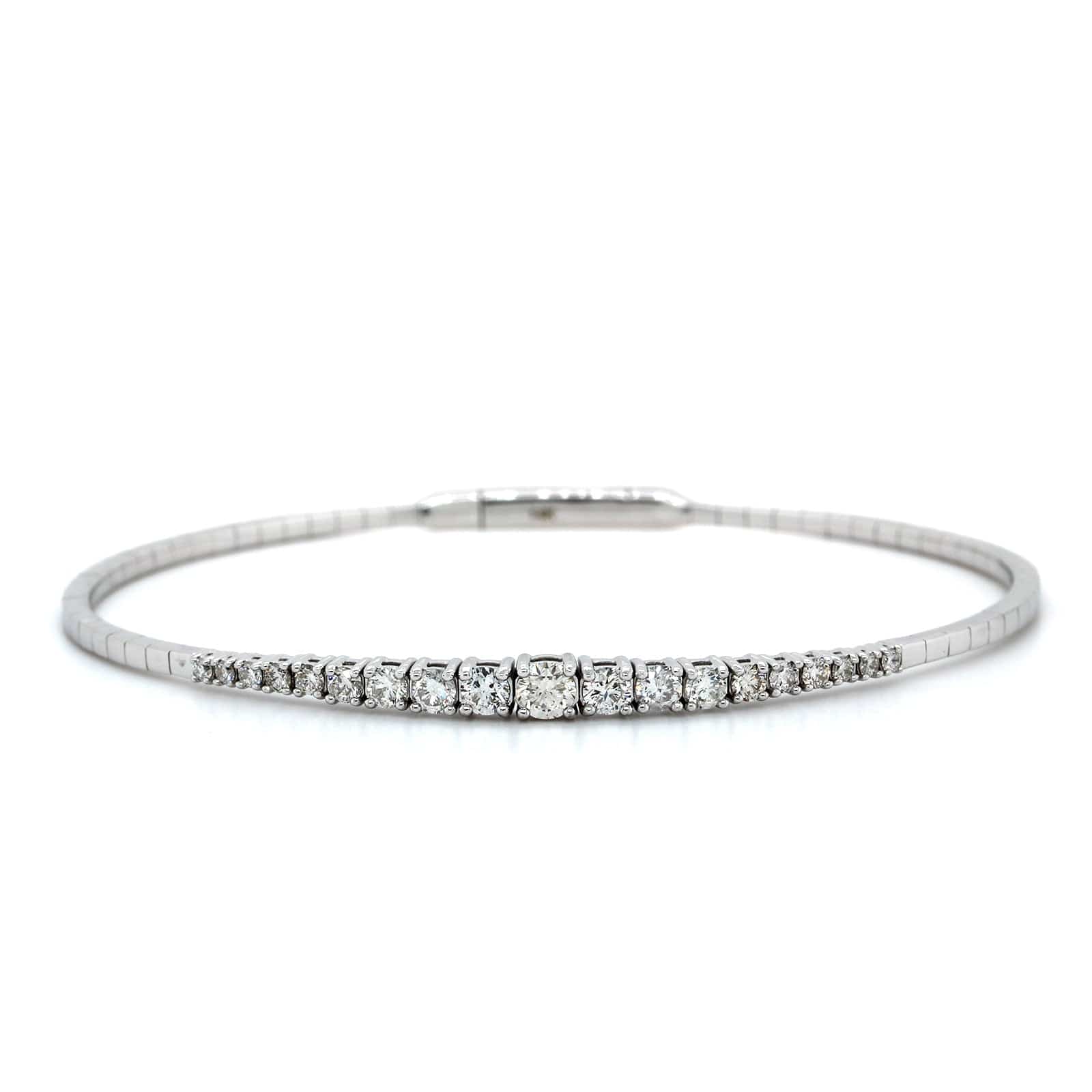 14k White Gold Flexible Graduated Diamond Bangle Bracelet, 14k white gold, Long's Jewelers