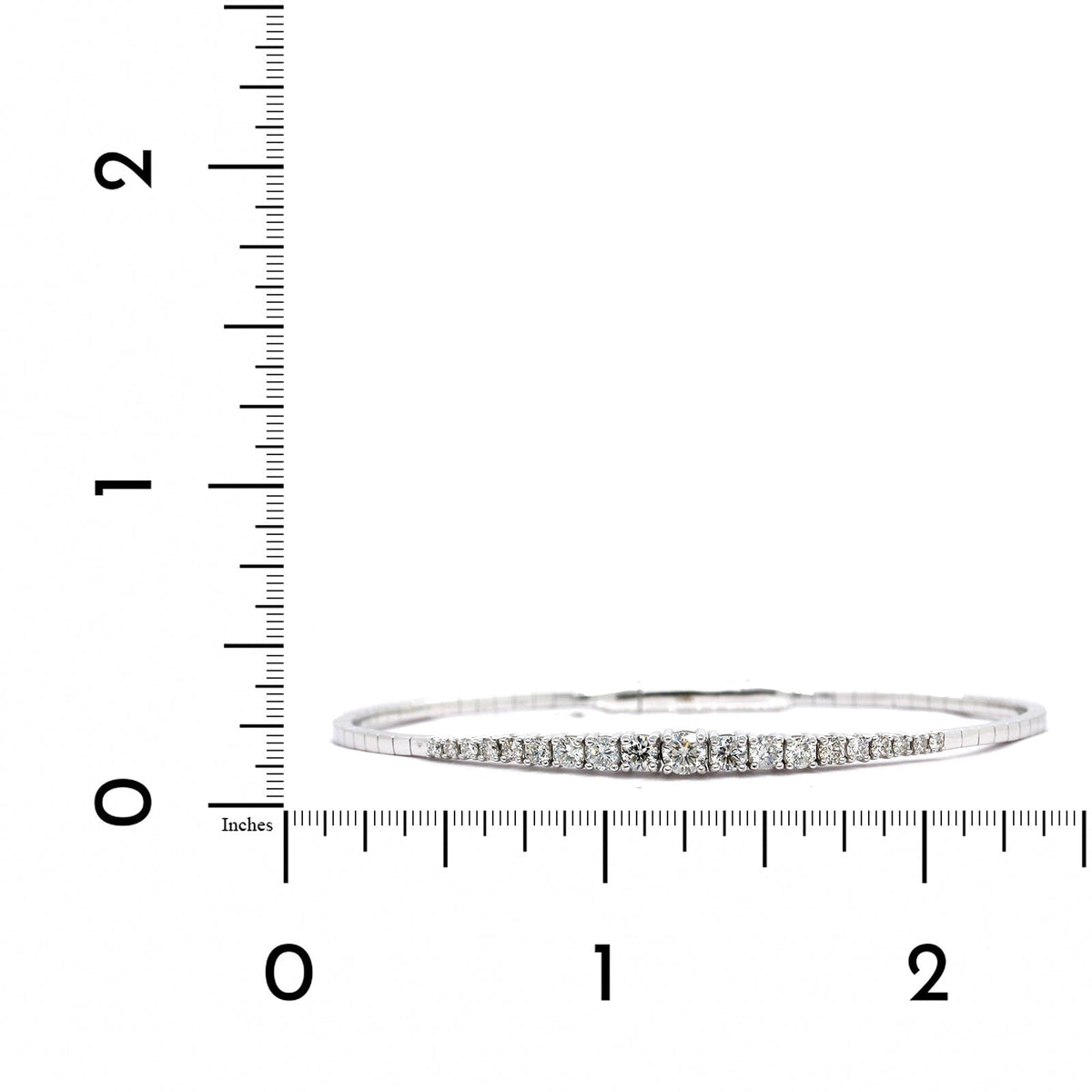 14k White Gold Flexible Graduated Diamond Bangle Bracelet, 14k white gold, Long's Jewelers