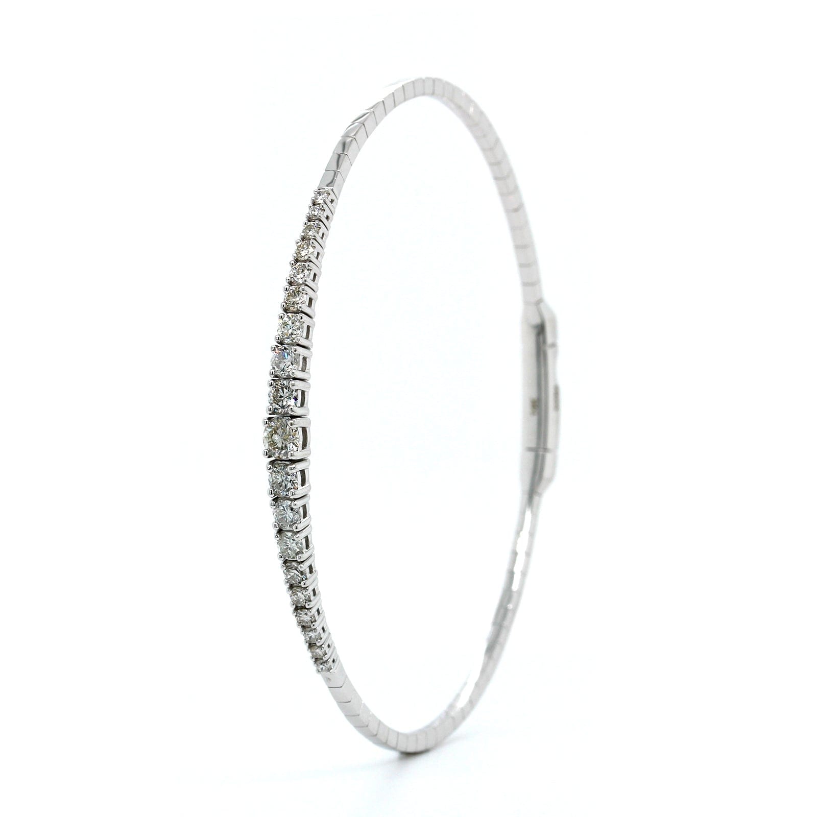 14k White Gold Flexible Graduated Diamond Bangle Bracelet, 14k white gold, Long's Jewelers