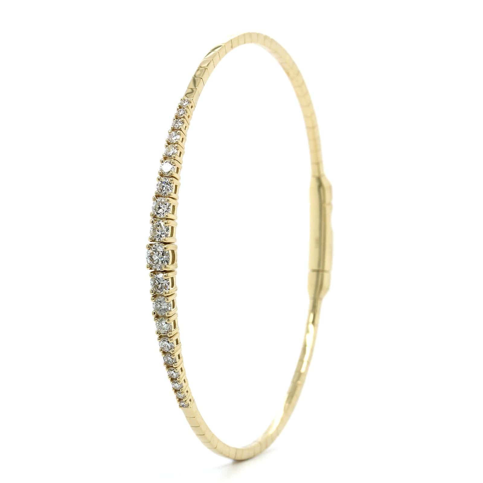14k Yellow Gold Flexible Graduated Diamond Bangle Bracelet, 14k yellow gold, Long's Jewelers