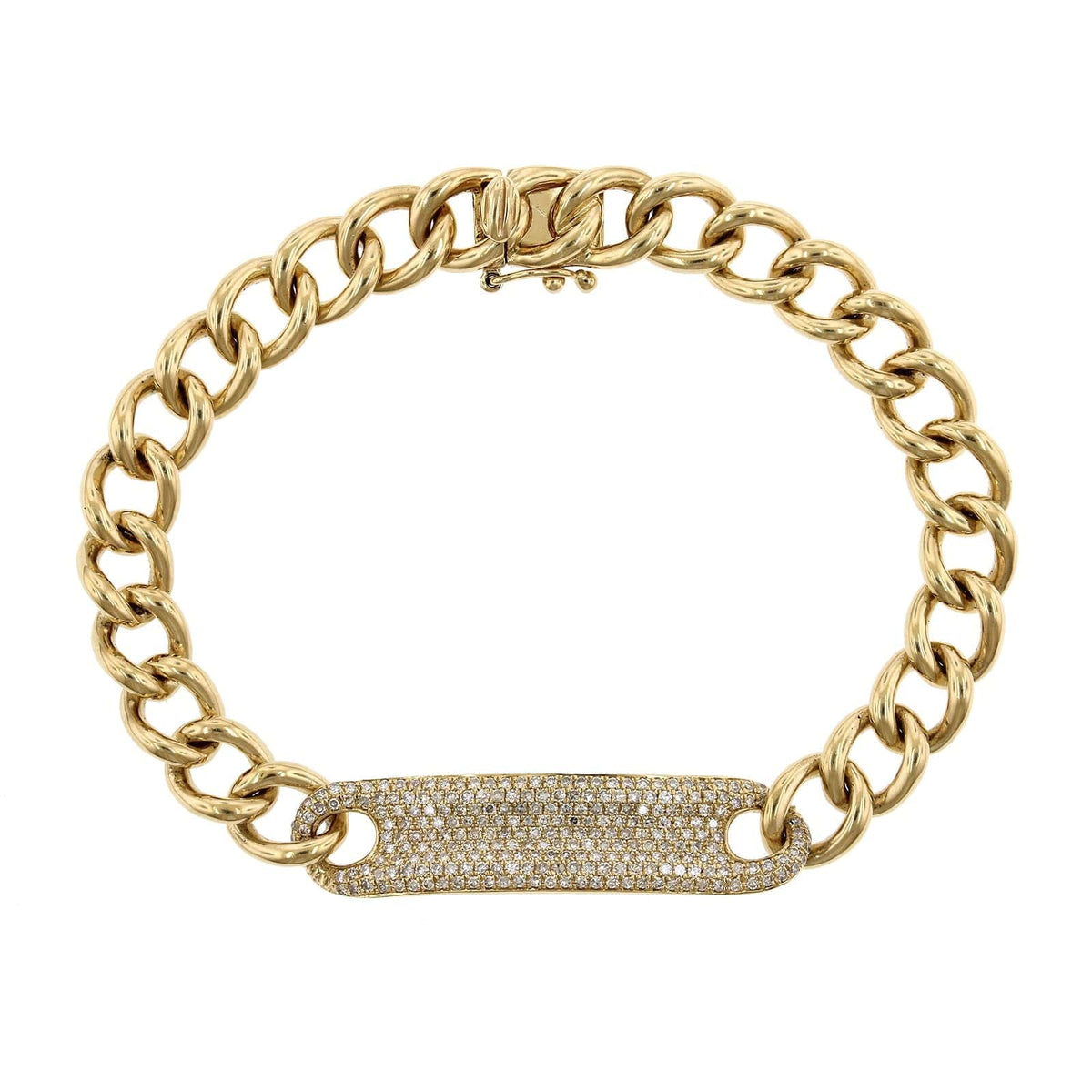 14k Yellow Gold Pave Diamond ID Link Bracelet, 14k yellow gold, Long's Jewelers