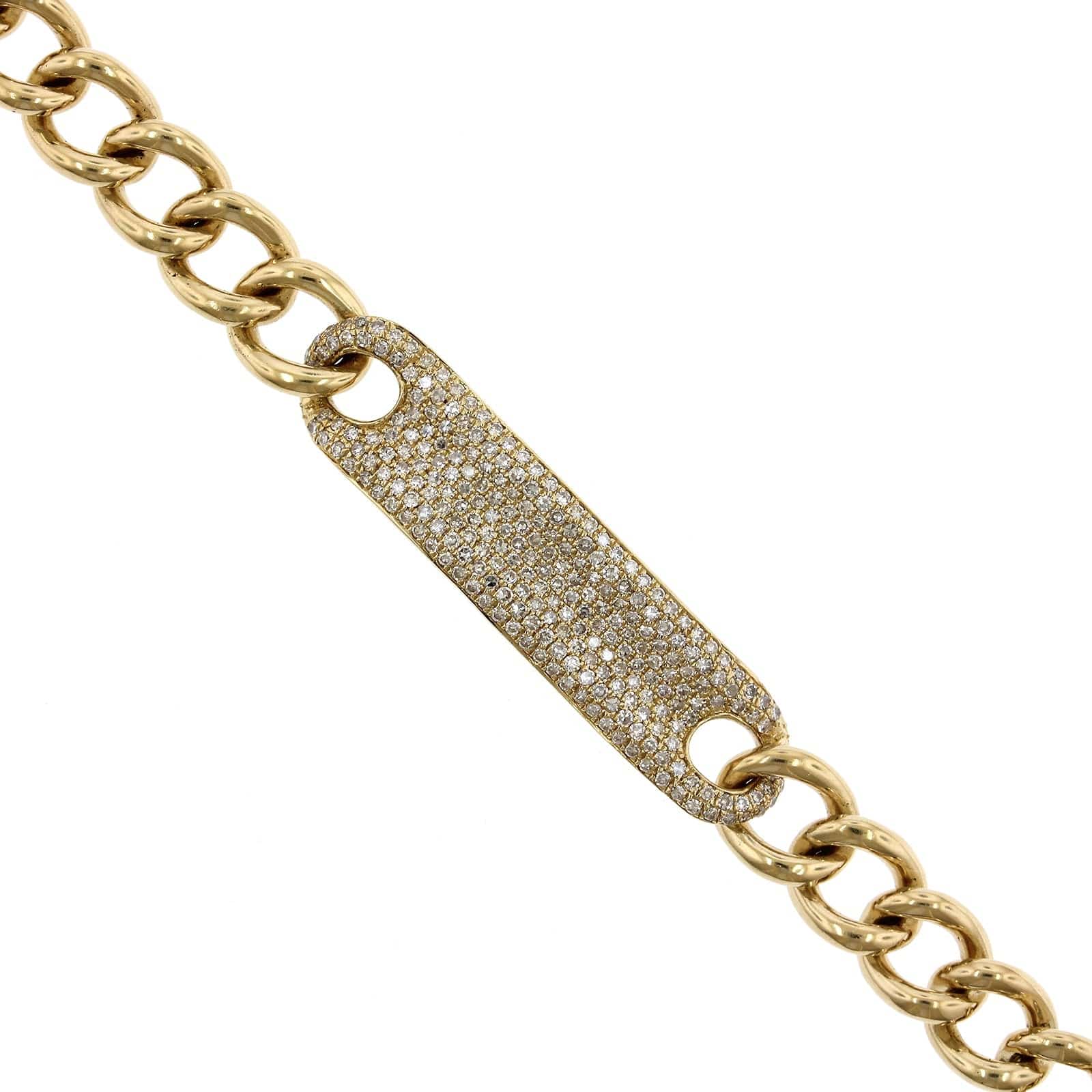 14k Yellow Gold Pave Diamond ID Link Bracelet, 14k yellow gold, Long's Jewelers
