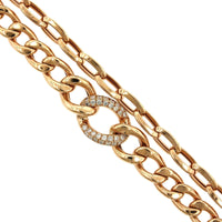 18K Rose Gold 2 Row Cuban Chain Diamond Link Bracelet, Rose Gold, Long's Jewelers