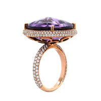 18K Rose Gold Amethyst Diamond Halo Ring, 18k rose gold, Long's Jewelers