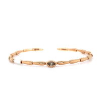 Etho Maria 18K White Gold Brown Marquise Diamond with White Ceramic Cuff Bracelet