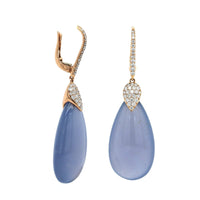 18K Rose Gold Chalcedony and Diamond Dangle Earrings, Rose Gold, Long's Jewelers