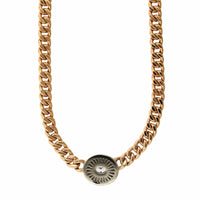 18K Rose Gold Cuban Link with Pave Diamond Necklace, Rose Gold, Long's Jewelers