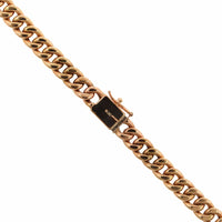18K Rose Gold Cuban Link with Pave Diamond Necklace, Rose Gold, Long's Jewelers