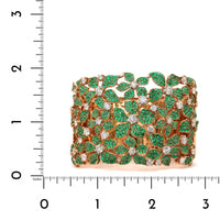 18K Rose Gold Emerald and Diamond Flower Cuff Bracelet, 18k rose gold, Long's Jewelers