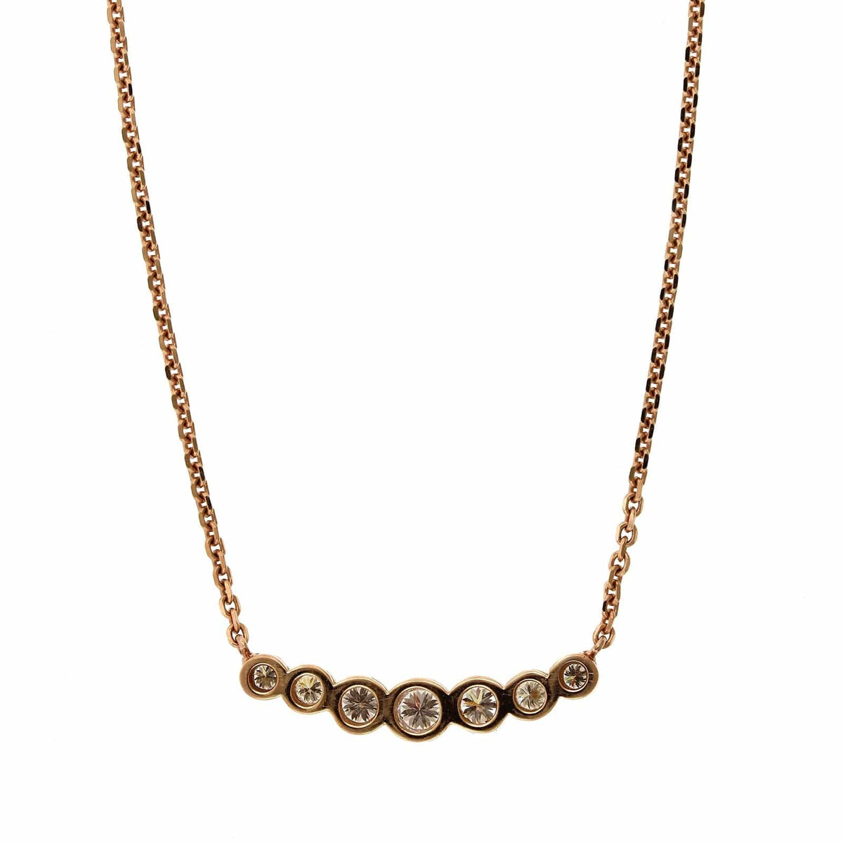 18K Rose Gold Graduated 7 Stone Diamond Necklace, 18k rose gold, Long's Jewelers