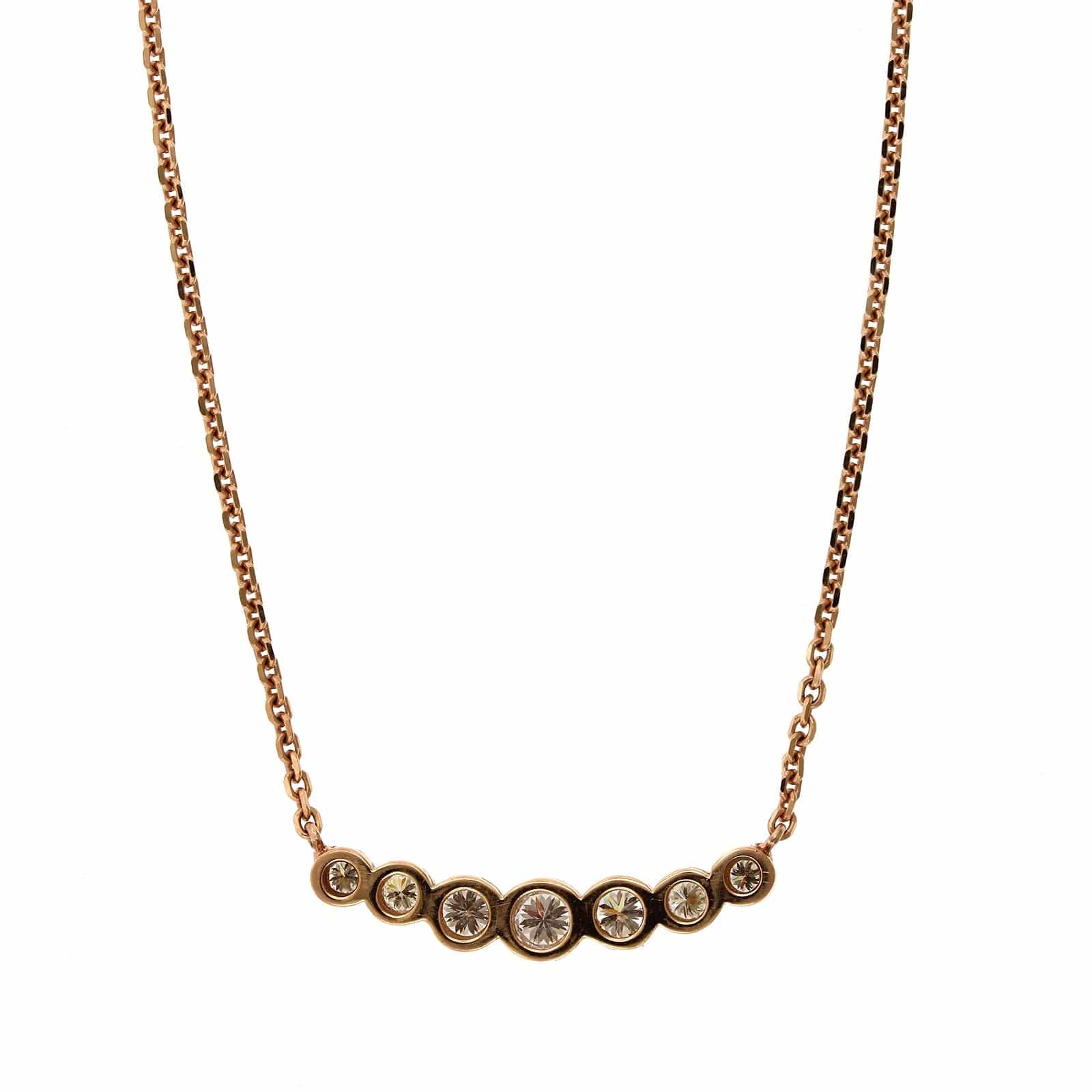 18K Rose Gold Graduated 7 Stone Diamond Necklace, 18k rose gold, Long's Jewelers