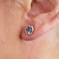 18K Rose Gold Grey Spinel Studs