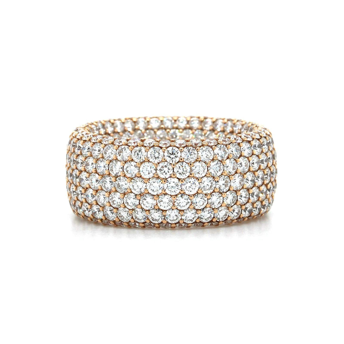 18K Rose Gold Inside Outside Pave Diamond Wide Band, Rose Gold, Long's Jewelers