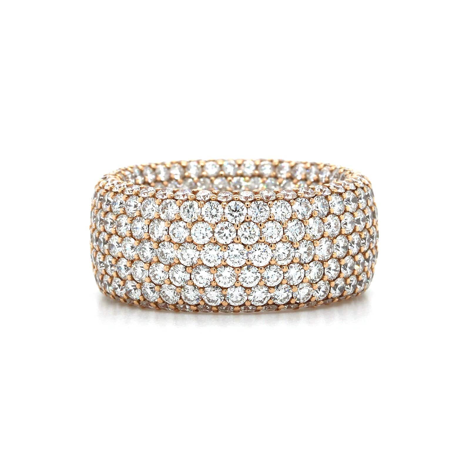 18K Rose Gold Inside Outside Pave Diamond Wide Band, Rose Gold, Long's Jewelers