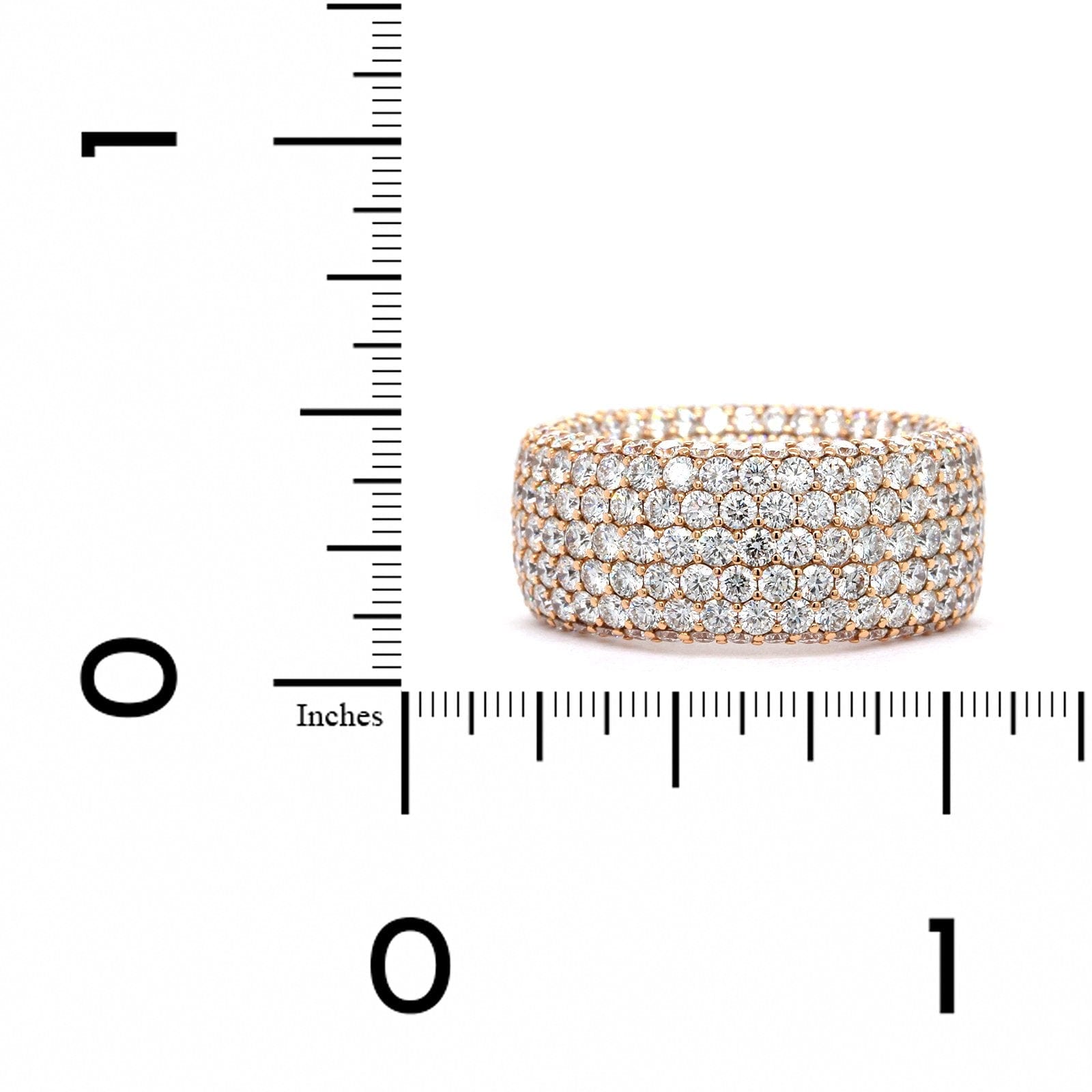18K Rose Gold Inside Outside Pave Diamond Wide Band