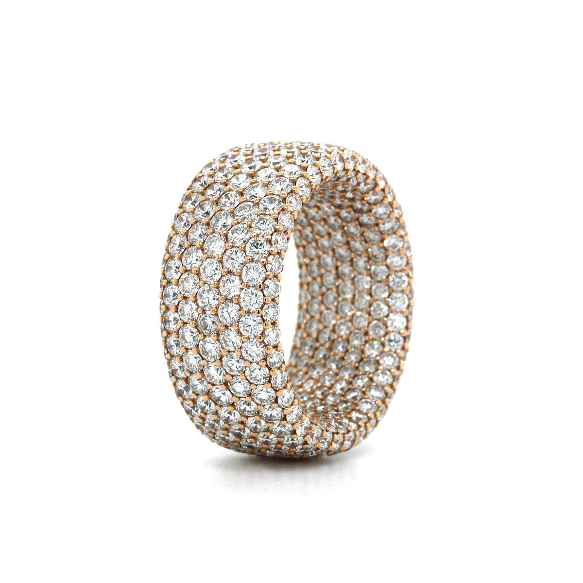 18K Rose Gold Inside Outside Pave Diamond Wide Band