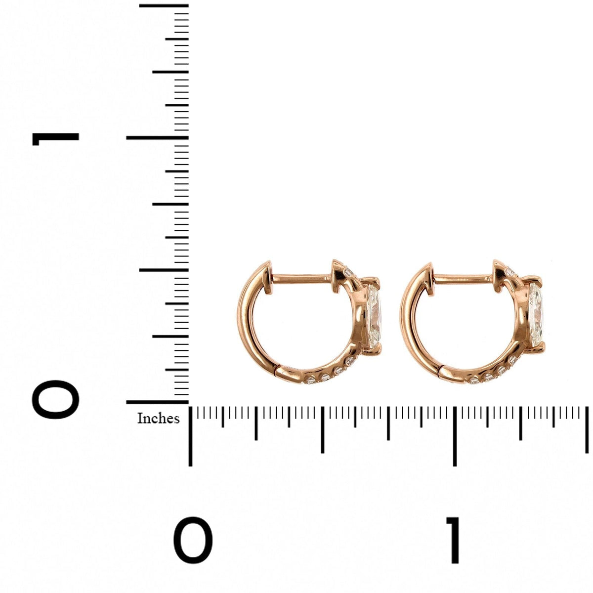 18K Rose Gold Marquise Diamond Huggie Earrings, rose gold, Long's Jewelers
