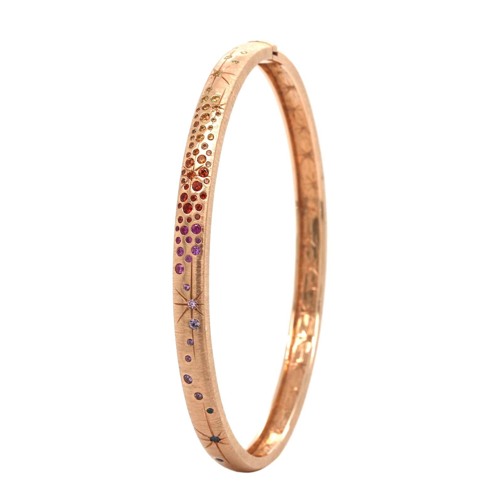 Penny Preville 18K Rose Gold Multi Sapphire Star Set Bangle Bracelet