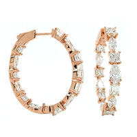 18K Rose Gold Multi Shape Diamond Hoop Earrings, 18k rose gold, Long's Jewelers