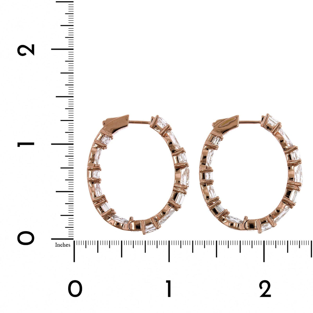 18K Rose Gold Multi Shape Diamond Hoop Earrings, 18k rose gold, Long's Jewelers