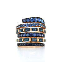 18K Rose Gold Multi Shape Sapphire 6 Row Ring, Rose Gold, Long's Jewelers