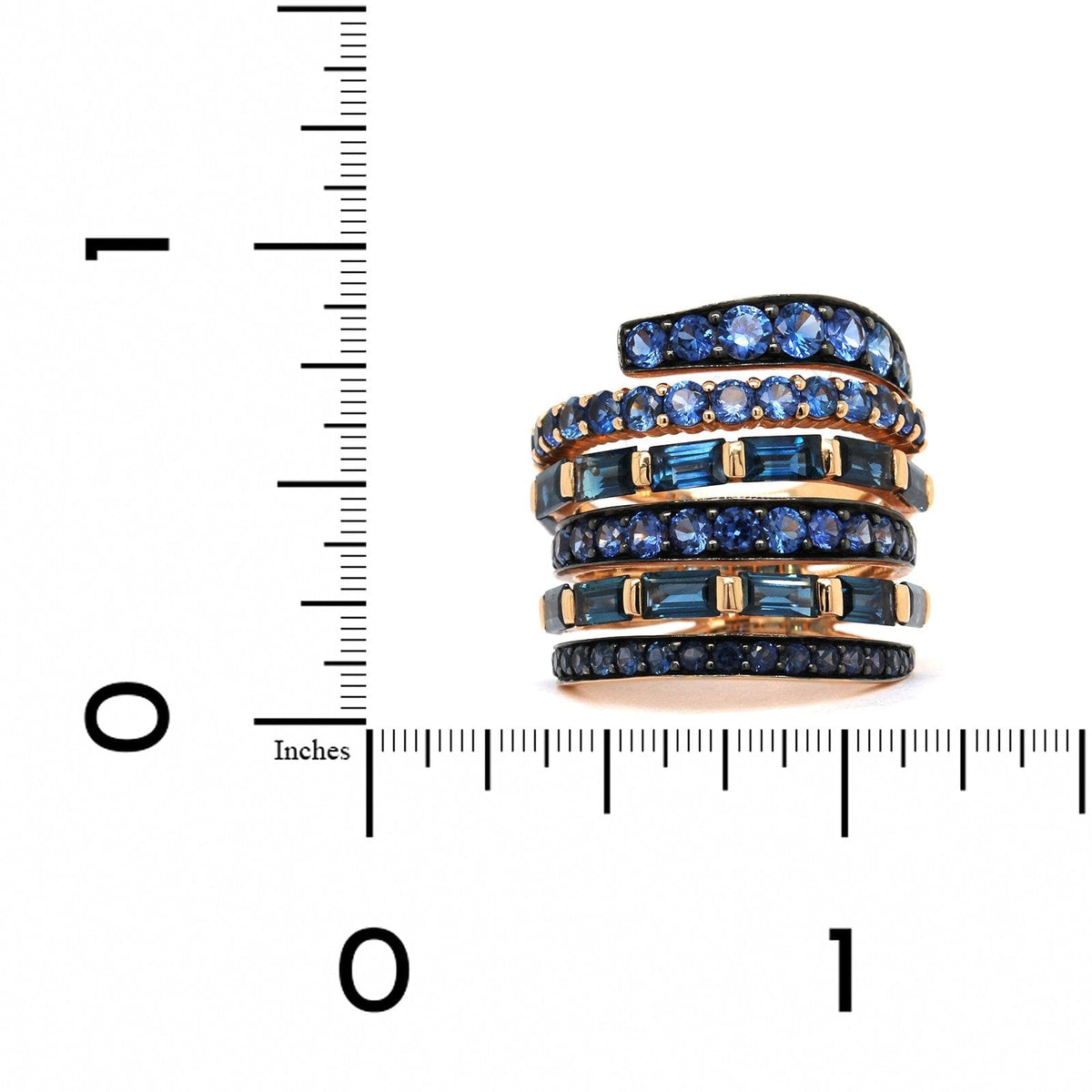 Etho Maria 18K Rose Gold Multi Shape Sapphire 6 Row Ring