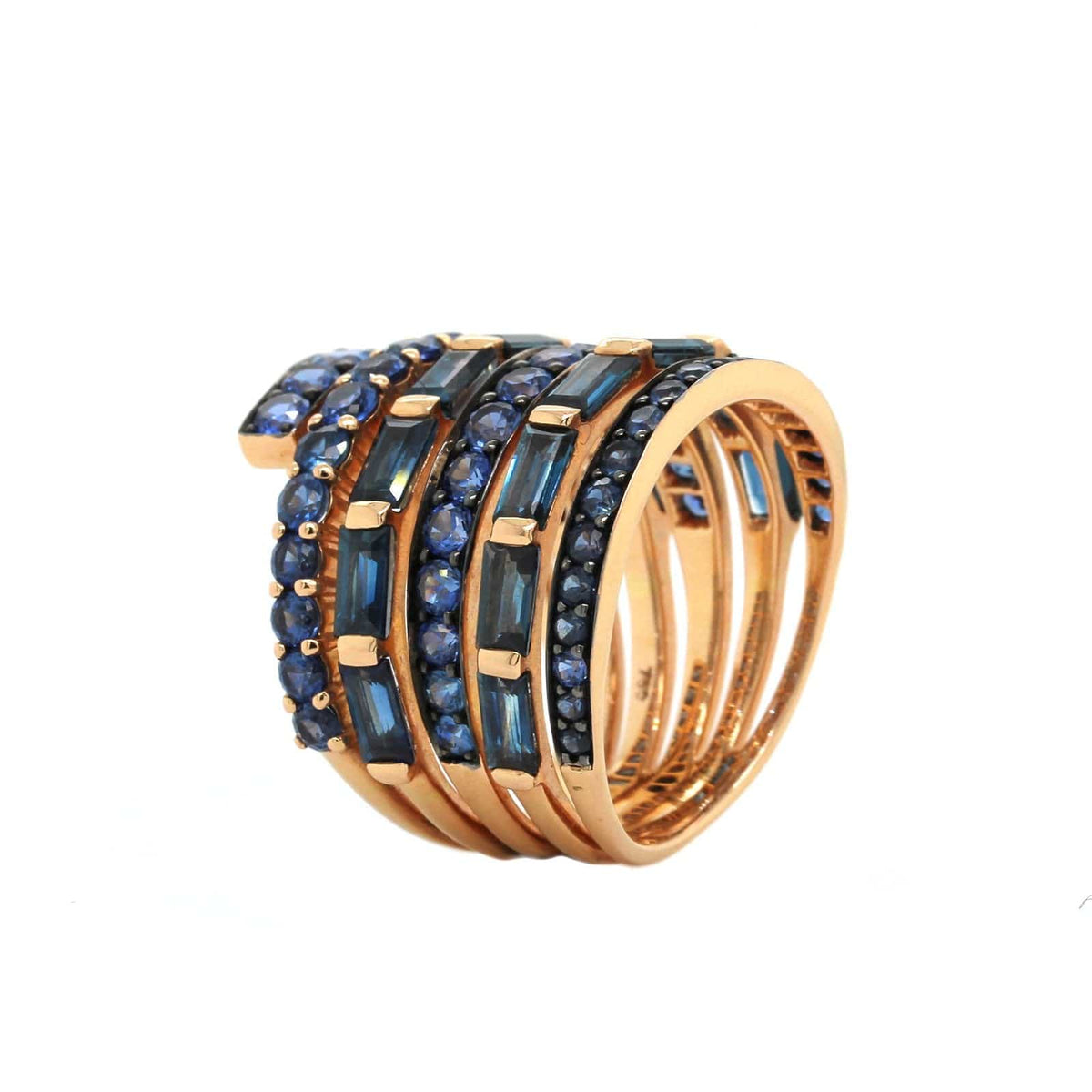 Etho Maria 18K Rose Gold Multi Shape Sapphire 6 Row Ring
