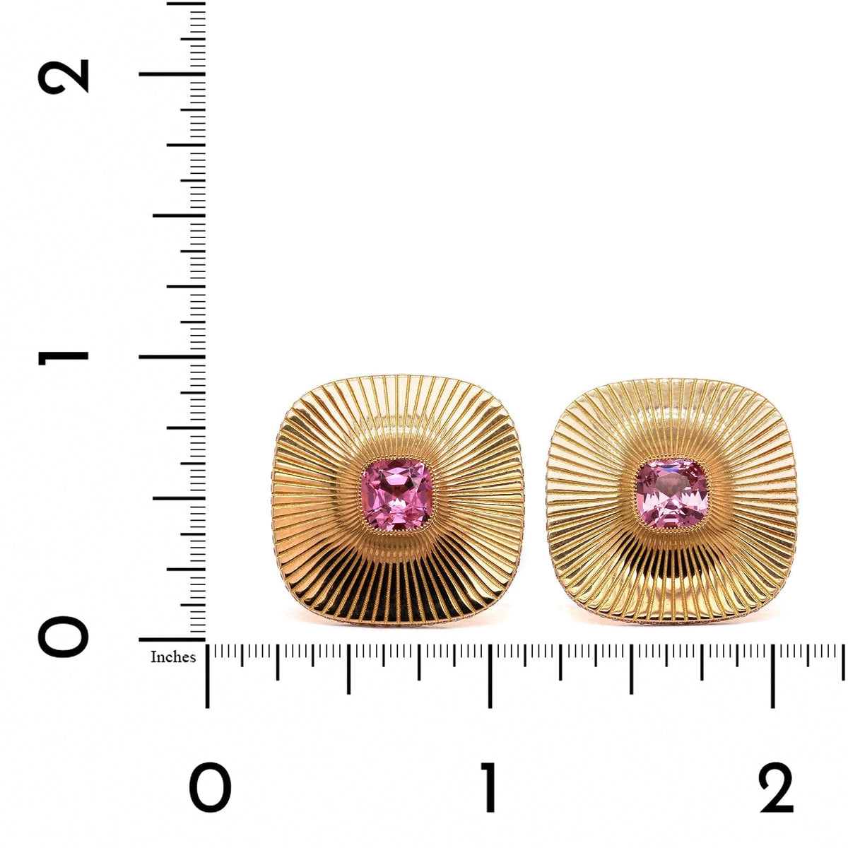 18K Rose Gold Pink Spinel Diamond Disc Earrings, 18k rose gold, Long's Jewelers