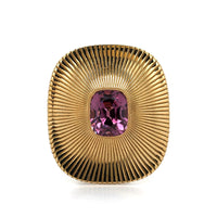 18K Rose Gold Pink Spinel Diamond Disc Ring, 18k rose gold, Long's Jewelers