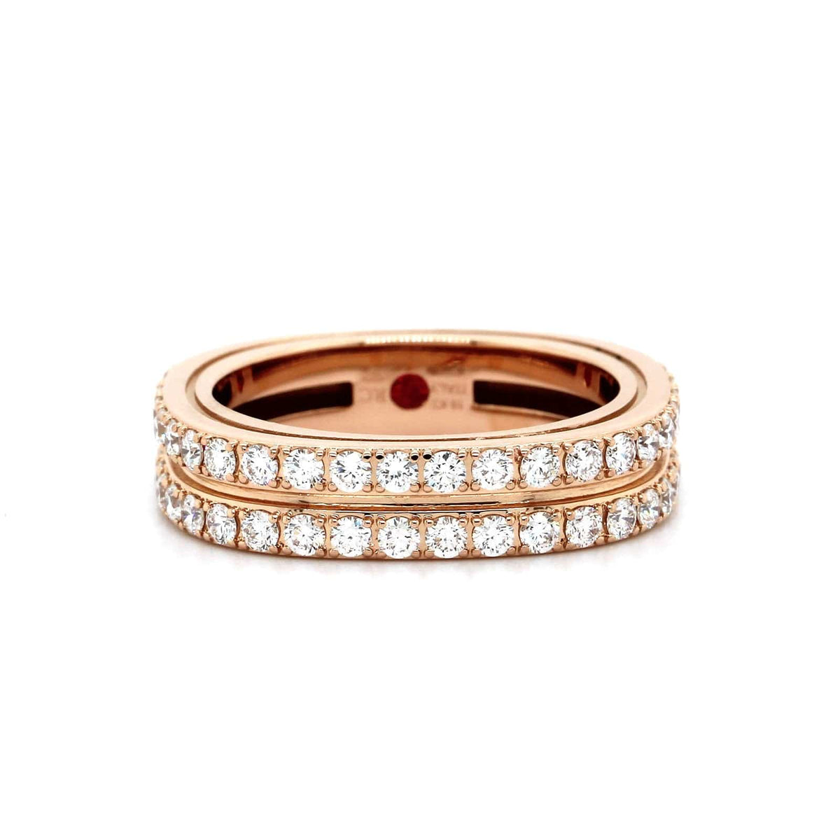 18K Rose Gold Portofino 2 Row Diamond Ring, Rose Gold, Long's Jewelers