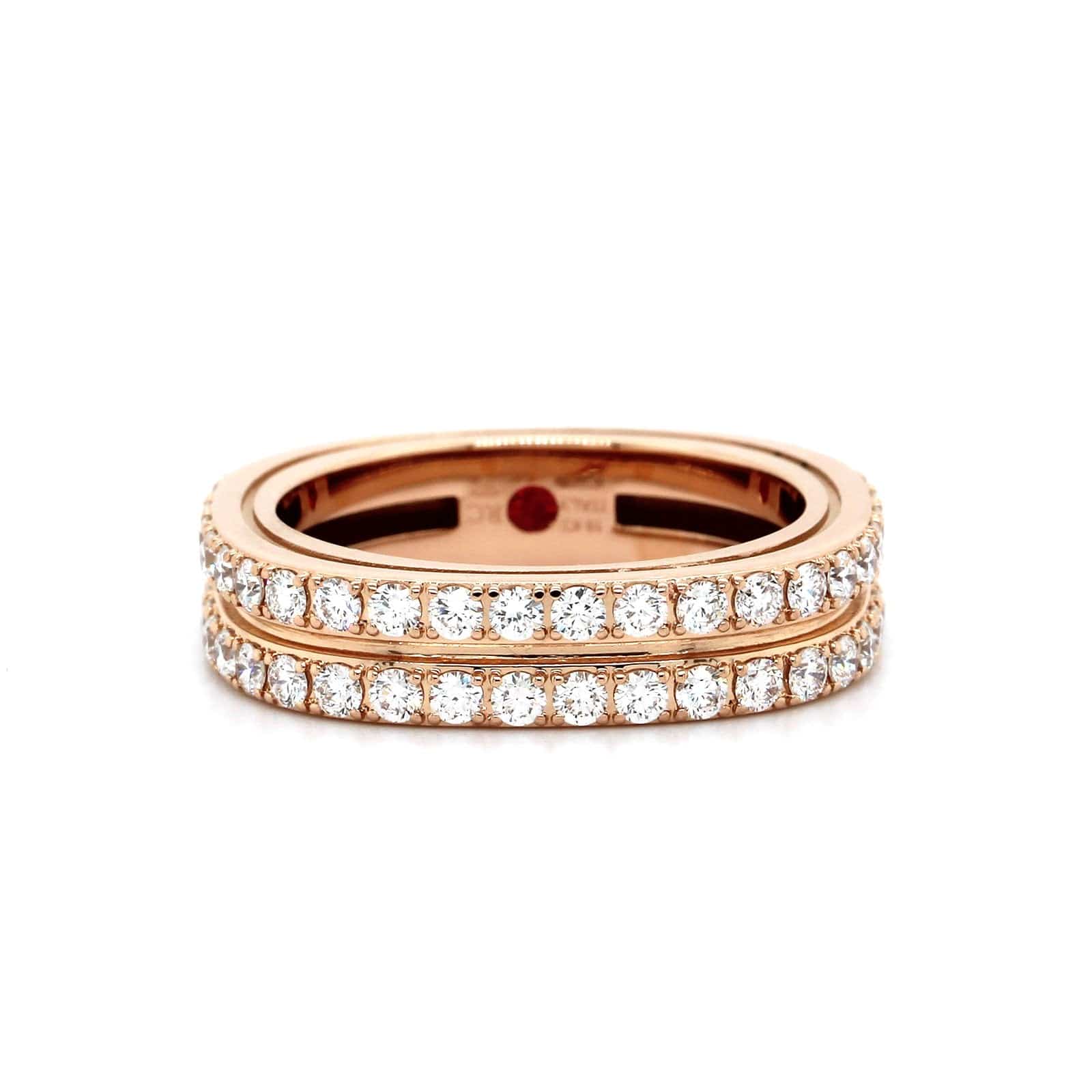 18K Rose Gold Portofino 2 Row Diamond Ring, Rose Gold, Long's Jewelers