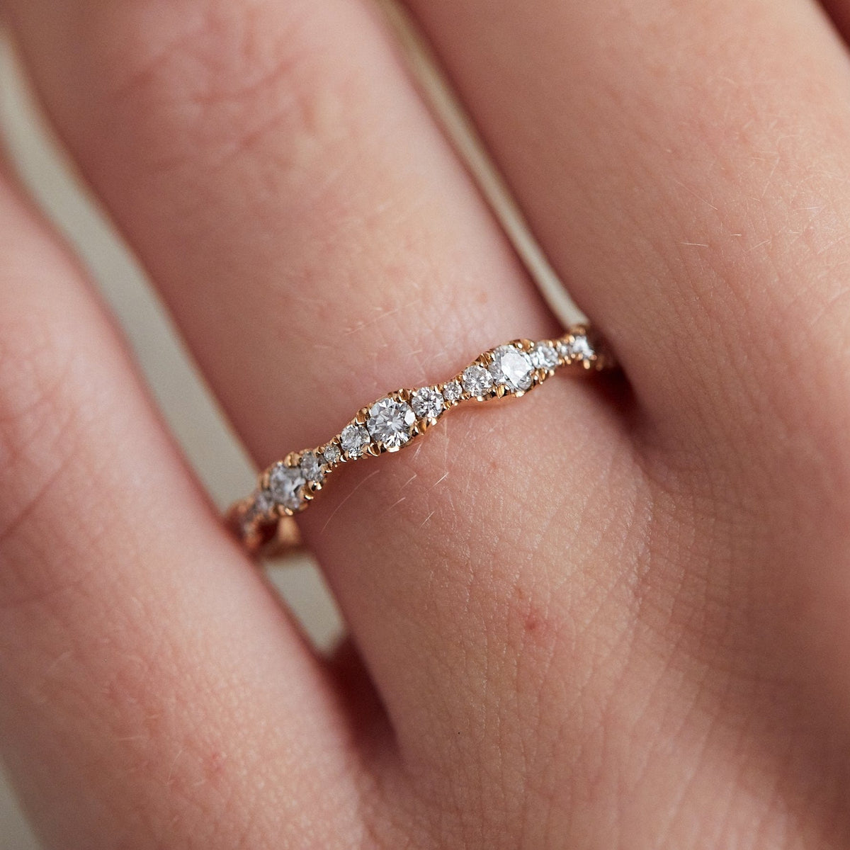 18K Rose Gold Prong Set Diamond Band, Gold, Long's Jewelers